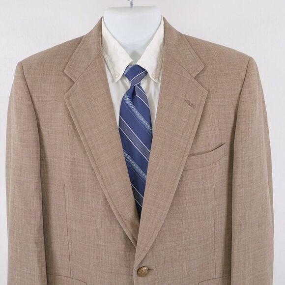 Hart Schaffner Marx Jack Nicklaus Wool Tan‎ Basketweave 2 Gold Buton Blazer 40R - Picture 1 of 12